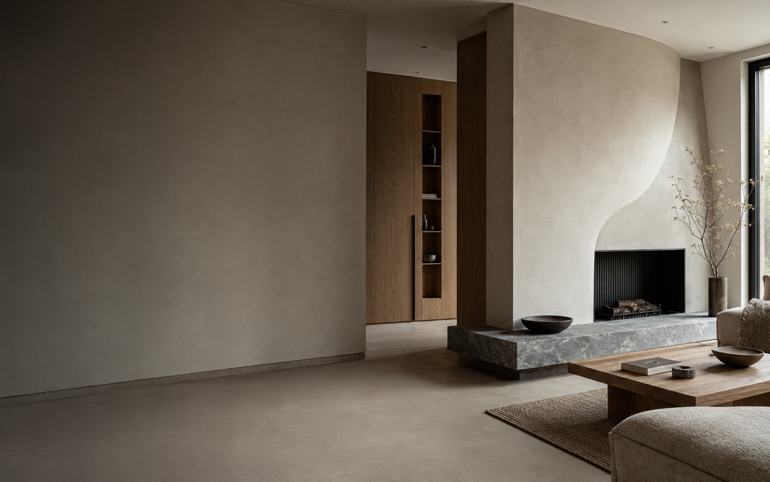 Intérieur contemporain aux surfaces minérales